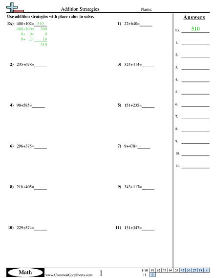 Addition Worksheets | Free - CommonCoreSheets