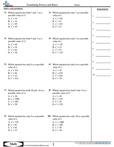 8.ee.2 Worksheets | Free - CommonCoreSheets