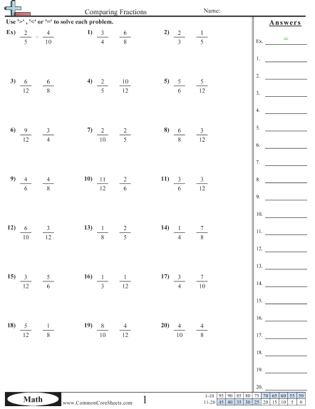 fraction worksheets free commoncoresheets