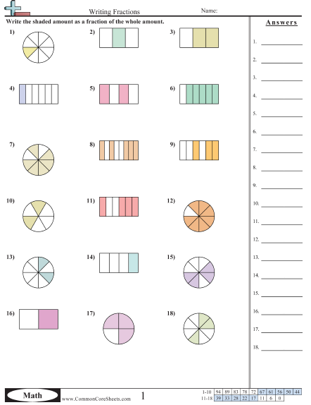 Fraction Worksheets | Free - CommonCoreSheets