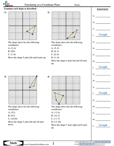 Translating on Coordinate Plane Worksheet | Free - CommonCoreSheets