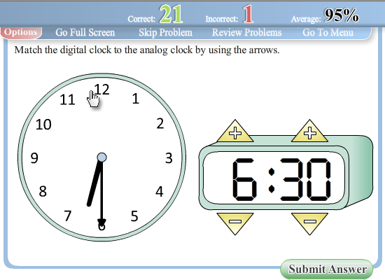 Reading an Analog Clock (30 minute increments) Worksheet -  worksheet
