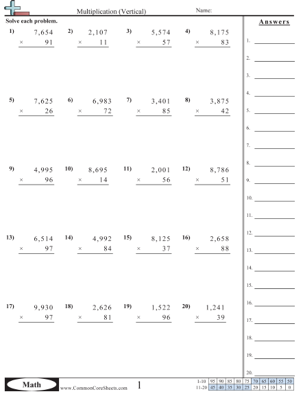 5.nbt.5 Worksheets | Free - CommonCoreSheets