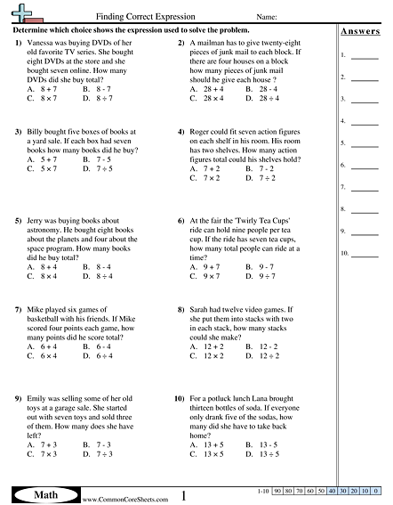 Multistep Worksheets | Free - CommonCoreSheets