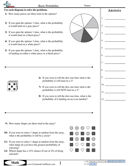 Probability Worksheets | Free - CommonCoreSheets