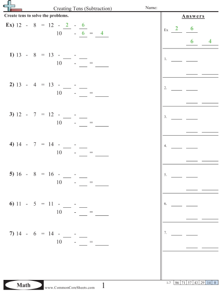 Subtraction Worksheets | Free - CommonCoreSheets