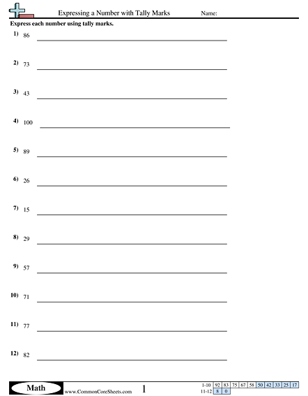 Tally Worksheets | Free - CommonCoreSheets