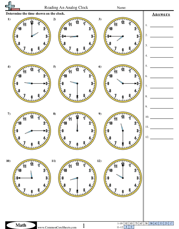 Time Worksheets | Free - CommonCoreSheets