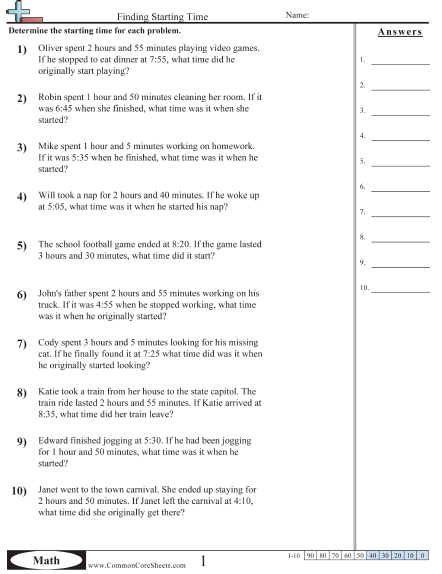 time worksheets free commoncoresheets