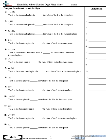 4.nbt.1 Worksheets | Free - CommonCoreSheets