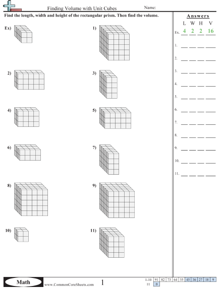 Finding Volume with Unit Cubes Worksheet | Free - CommonCoreSheets